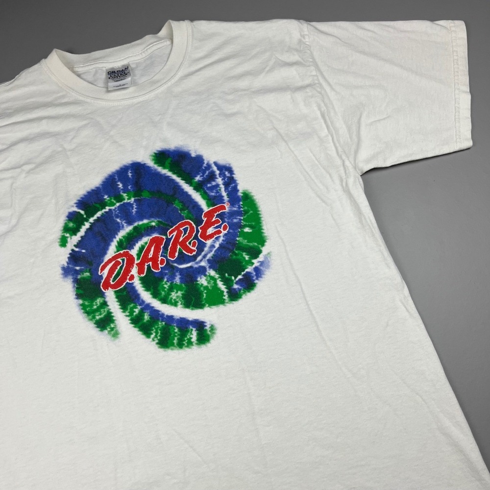 Vintage Gildan D.A.R.E. T-Shirt Mens L White Bloomington Police PB&PA Unit 21